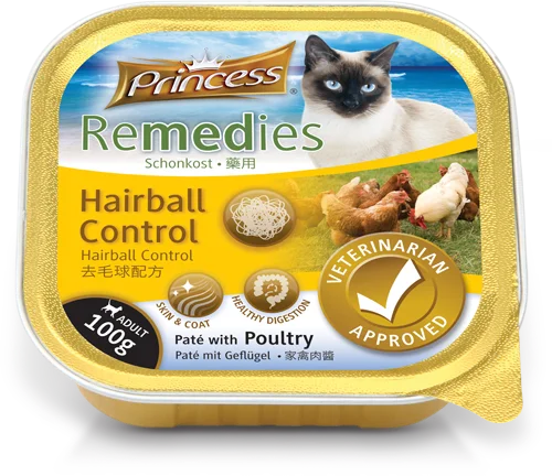 Princess Remedies Pate with Poultry, Hairball Control, 100g