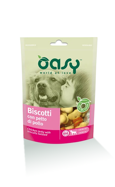 Oasy snacks Biscuits with chicken Jerky (Biscotti petto di pollo), 100g