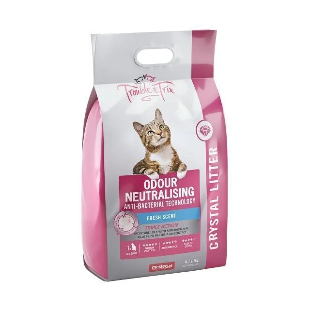 Trouble and Trix Odour Neutralising Anti-Bacterial Crystal Cat Litter 7L/2.7Kg***